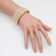 Matte Gold Plated With Clear Crystal Stretch Bracelet