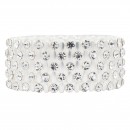 Matte Silver Plated With Clear Crystal Stretch Bracelet