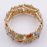 Gold Plated With Multi Color Crystal Stretch Bracelet