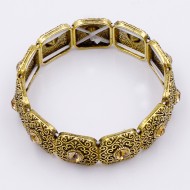 Antique Gold Plated With Champagne Crystal Stretch Bracelet