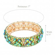 Gold Plated WIth Green AB Crystal Stretch Bracelets