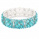 Rhodium Plated WIth Clear Crystal Stretch Bracelets