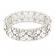 Rhodium Plated WIth Clear Crystal Stretch Bracelets