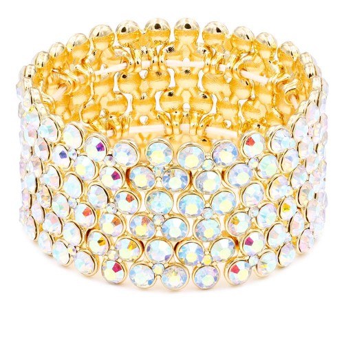 Gold Plated Stretch Bracelet with AB Crystal