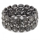 Rhodium Plated Stretch Bracelet with Clear Crystal
