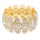 Gold Plated Stretch Bracelet with Pink Color Crystal