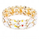 Gold Plated Stretch Bracelet with Blue Crystal