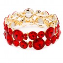 Gold Plated Stretch Bracelet with Red Crystal