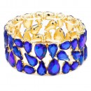 Gold Plated Stretch Bracelet with Multi-Color Crystal