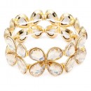 Gold Plated Stretch Bracelet with Ruby Color Crystal