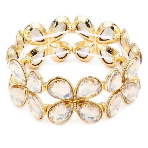 Gold Plated Stretch Bracelet with Topaz Color Crystal