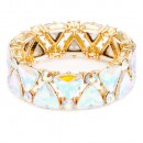 Gold Plated Stretch Bracelet with Blue AB Crystal