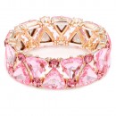Rhodium Plated Stretch Bracelet with Pink Crystal