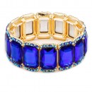 Gold Plated Stretch Bracelet with Clear Crystal