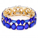 Gold Plated Stretch Bracelet with Topaz Color Crystal