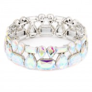 Rhodium Plated Stretch Bracelet with AB Crystal