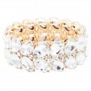 Gold Plated With Clear Crystal Stretch Bracelet