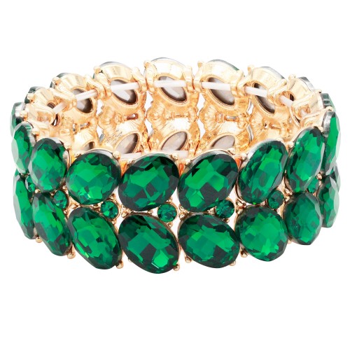 Gold Plated With Green Color Crystal Strech Bracelet