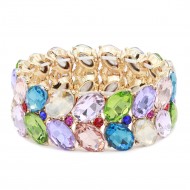 Gold Plated With Multi Color Crystal Strech Bracelet