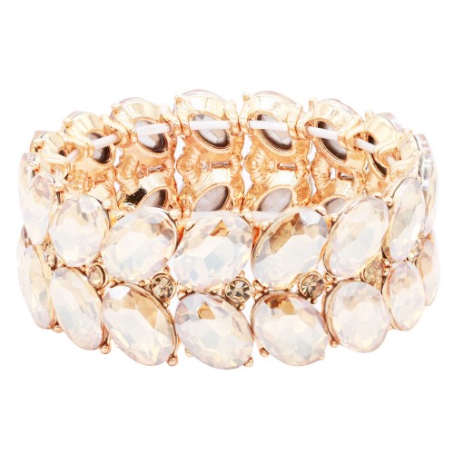 Gold Plated With Topaz Color Crystal Stretch Bracelet