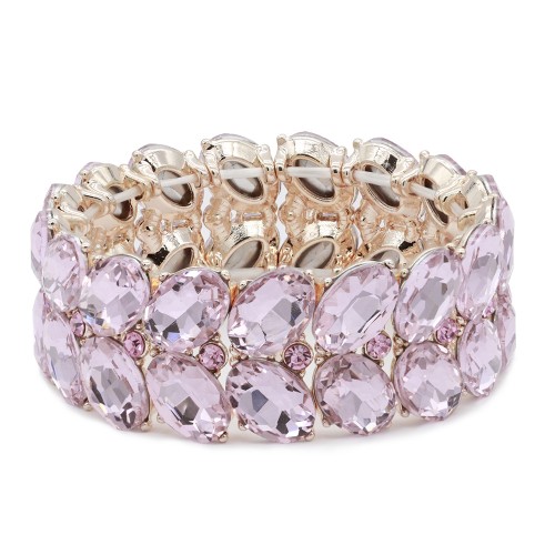 Rose Gold Plated Pink Color Crystal Strech Bracelet