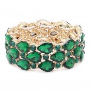 Gold Plated With Green Color Crystal Strech Bracelet