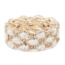 Gold Plated With Topaz Color Crystal Strech Bracelet