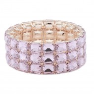 Rose Gold Plated With Pink Color Crystal Strech Bracelet