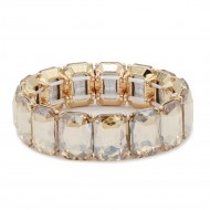 Gold Plated With Topaz Color Crystal Strech Bracelet