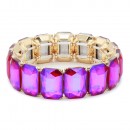 Gold Plated With Purple Color Crystal Strech Bracelet