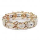 Gold Plated With Clear Crystal Stretch Bracelet