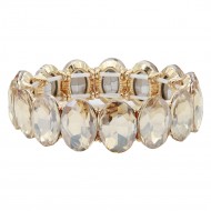 Gold Plated With Topaz Color Crystal Stretch Bracelet