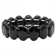 Jet Black Plated With Jet Color Crystal Stretch Bracelet