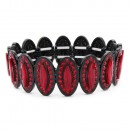 Gunmetal With Peacock Red Crystal Stretch Bracelets