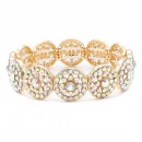 Gold Plated With Clear Crystal Stretch Bracelets