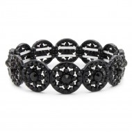 Black Plated With Jet Black Crystal Stretch Bracelets