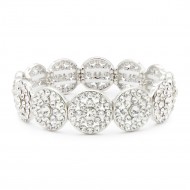 Rhodium Plated With Clear Crystal Stretch Bracelets