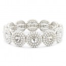 Rhodium Plated With White Color Bead Stretch Bracelet
