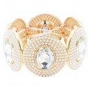 Gold Plated With White Color Bead Stretch Bracelet