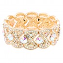 Gold Plated With Green Crystal Stretch Bracelet