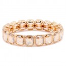 Gold Plated With Pink Crystal Stretch Bracelet