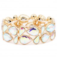 Gold Plated With AB Crystal Stretch Bracelet