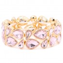 Gold Plated With Multi-Color Crystal Stretch Bracelet