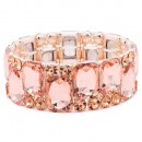 Gold Plated With Pink Crystal Stretch Bracelet