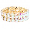 Gold Plated With Black Crystal Stretch Bracelet