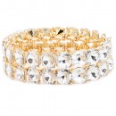 Gold Plated With Green AB Crystal Stretch Bracelet
