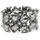 Rhodium Plated With Green Crystal Stretch Bracelet