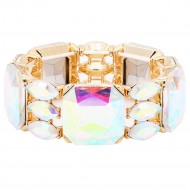 Gold Plated With AB Color Crystal Stretch Bracelet