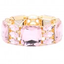 Gold Plated With AB Ruby Crystal Stretch Bracelet