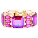 Gold Plated With Pink Color Crystal Stretch Bracelet